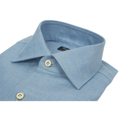 Napoli Fake denim shirt in cashmere cotton and silk light blue silk