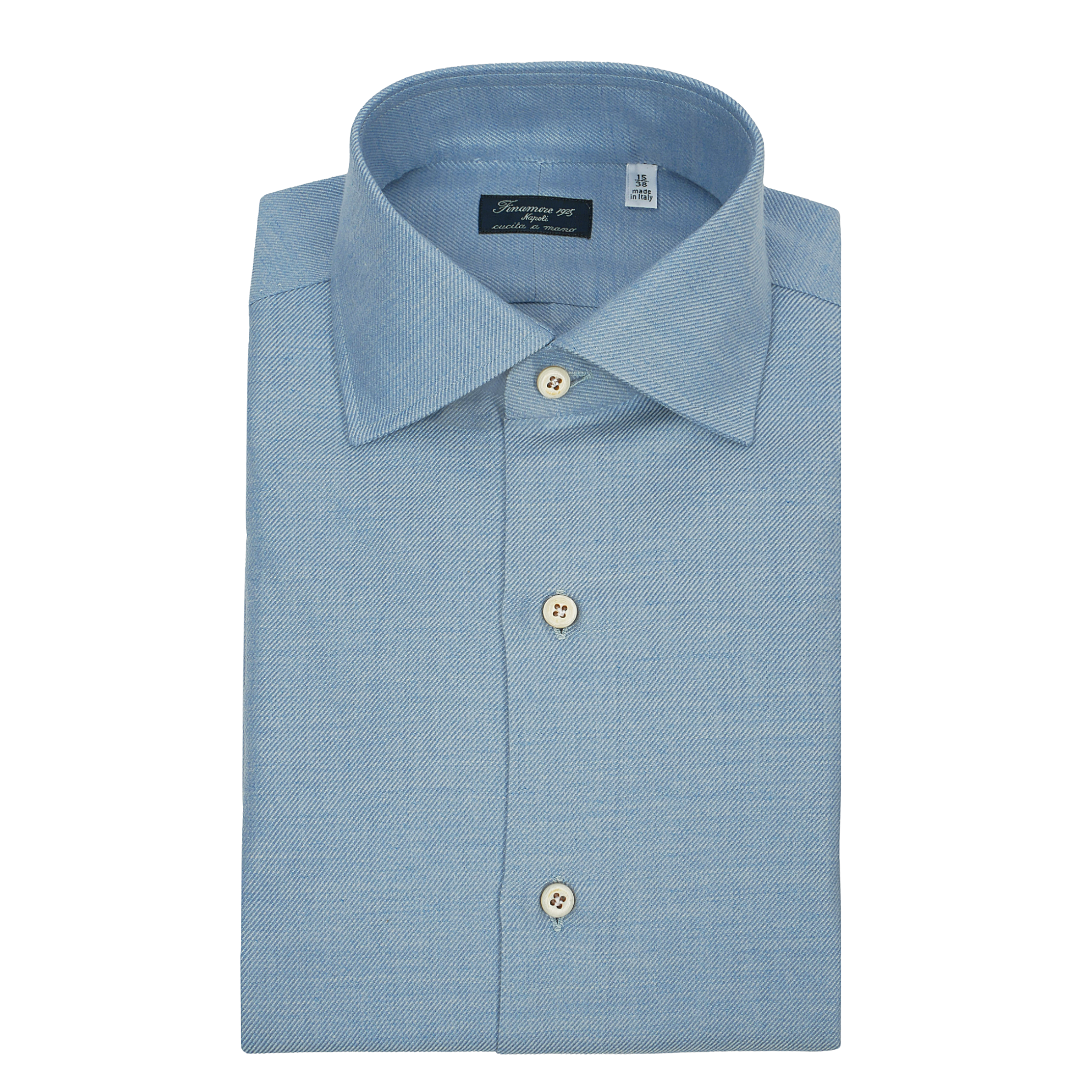 Napoli Fake denim shirt in cashmere cotton and silk light blue silk