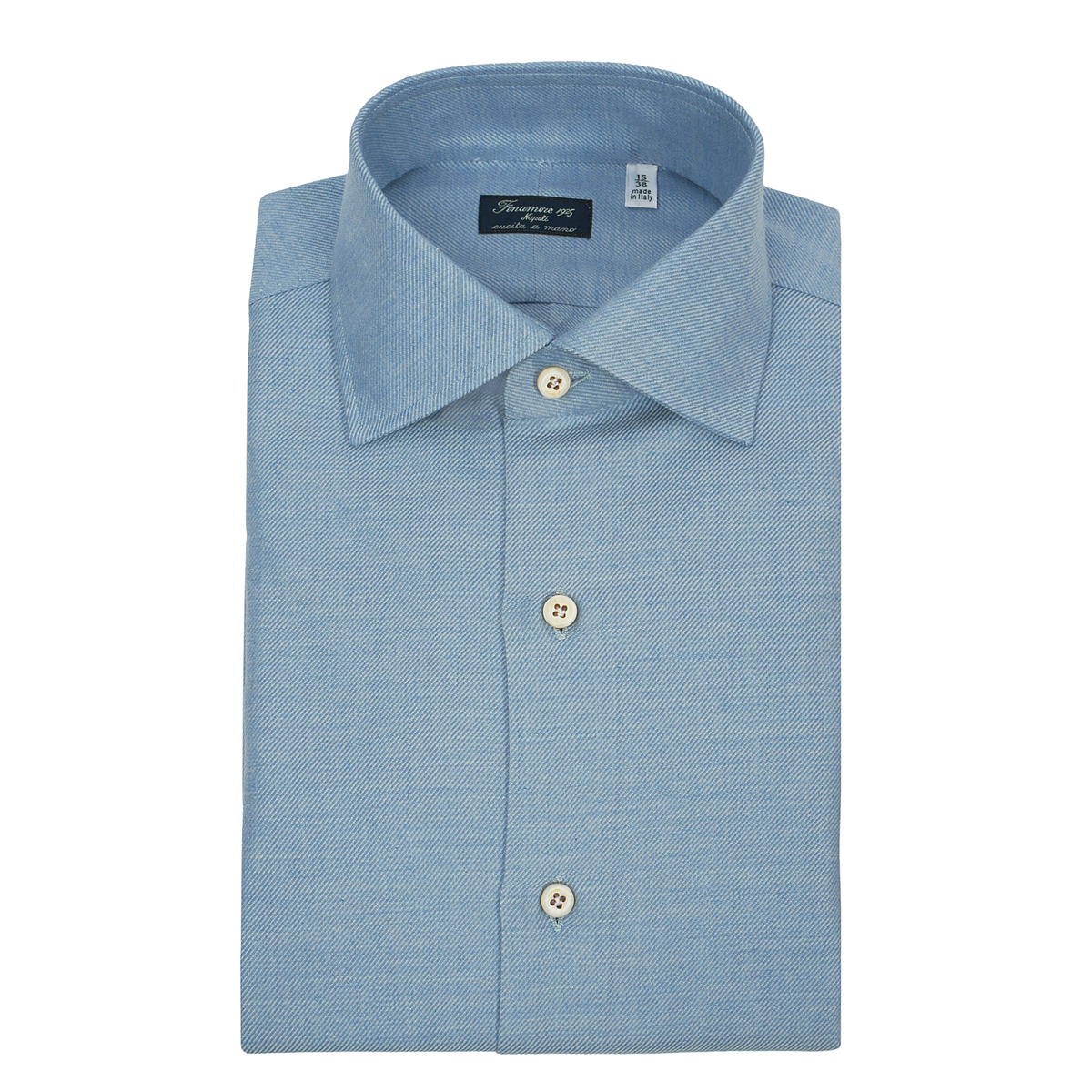 Napoli Fake denim shirt in cashmere cotton and silk light blue silk