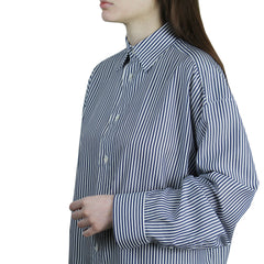 Camicia da donna over fit in lyocell a righe blu