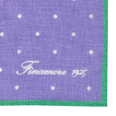 Pochette da taschino in lino con fondo lilla e bordo verde