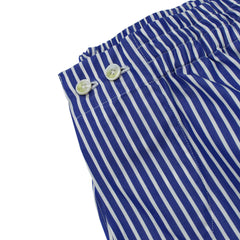 Blue striped cotton pajamas handmade with arriccio on the sleeve