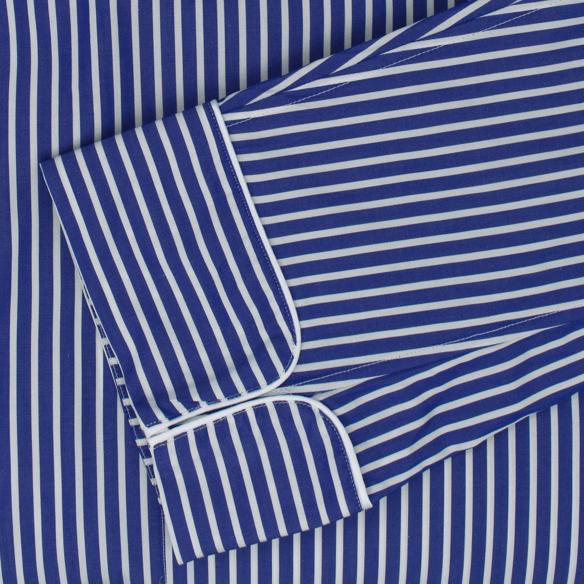 Blue striped cotton pajamas handmade with arriccio on the sleeve