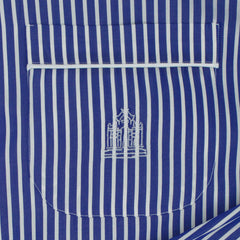 Blue striped cotton pajamas handmade with arriccio on the sleeve
