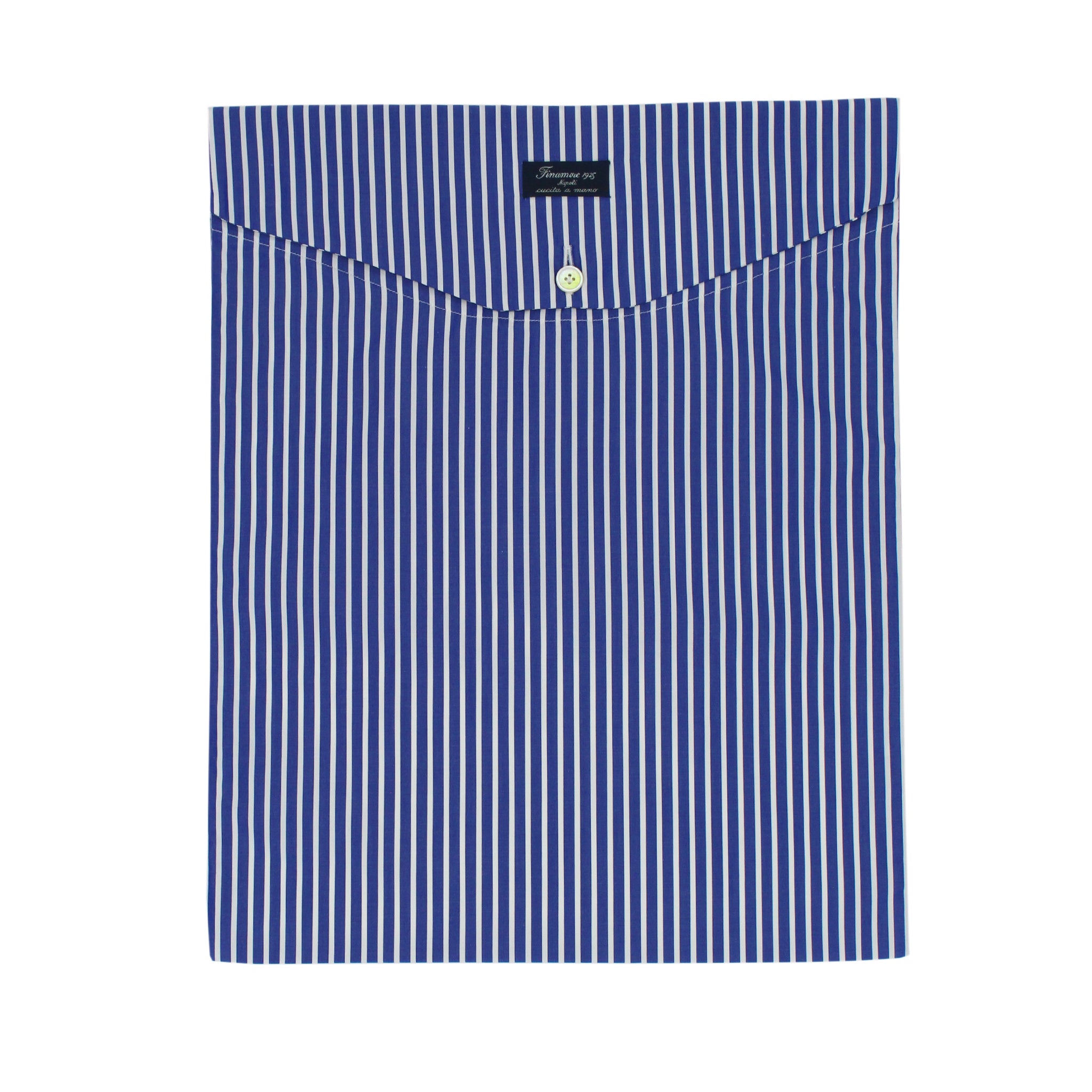 Blue striped cotton pajamas handmade with arriccio on the sleeve
