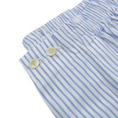 Light blue striped cotton pajamas with arriccio on the sleeve