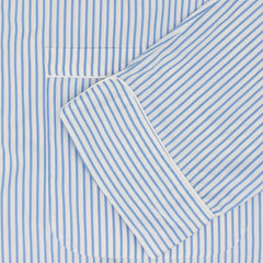 Light blue striped cotton pajamas with arriccio on the sleeve