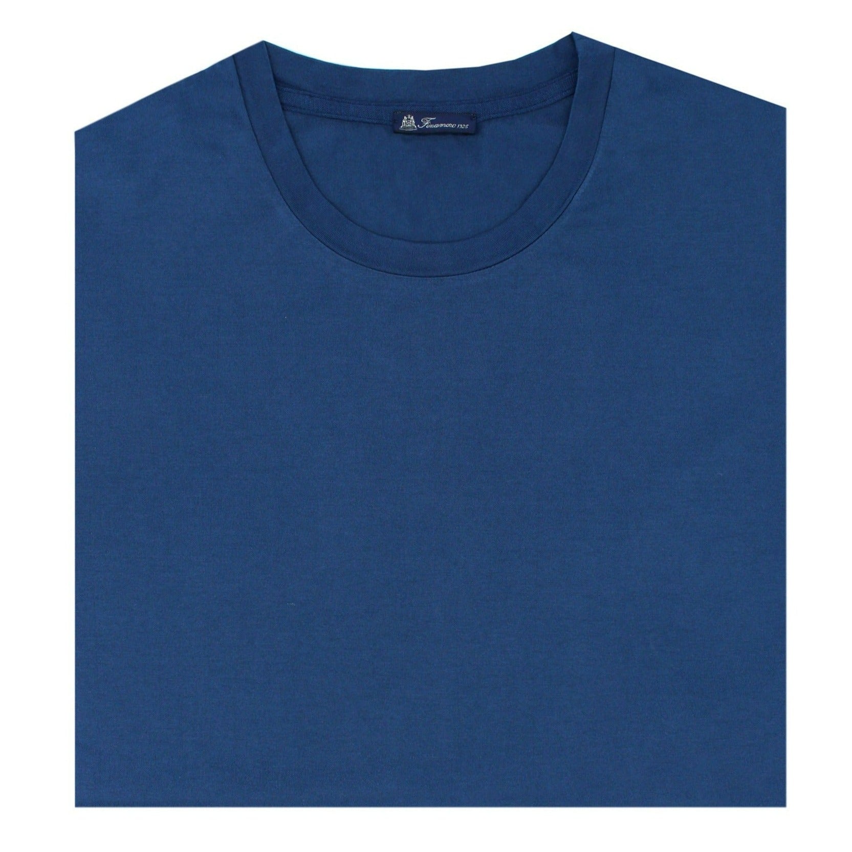 T-shirt blu in cotone Supima tinto in capo