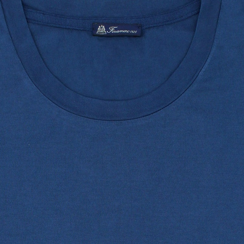 T-shirt blu in cotone Supima tinto in capo
