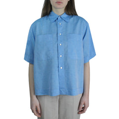 Women's regular fit shirt turquoise with front pockets