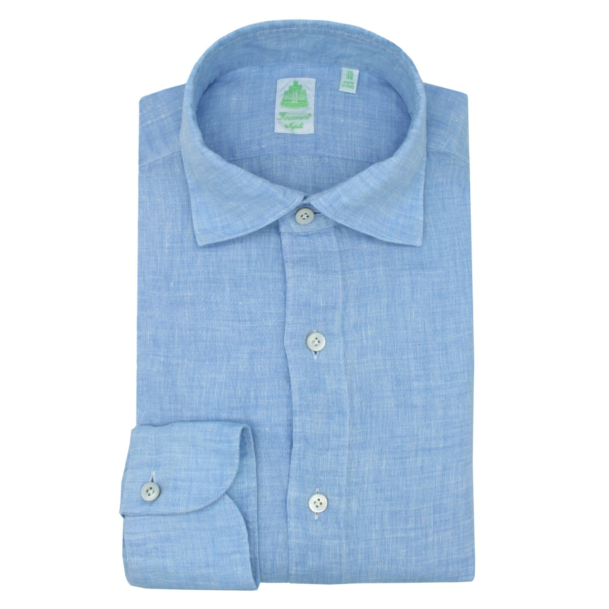Tokyo slim fit sport shirt in light blue linen