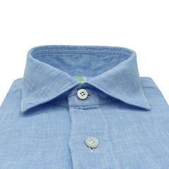 Tokyo slim fit sport shirt in light blue linen