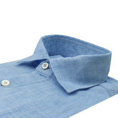 Tokyo slim fit sport shirt in light blue linen