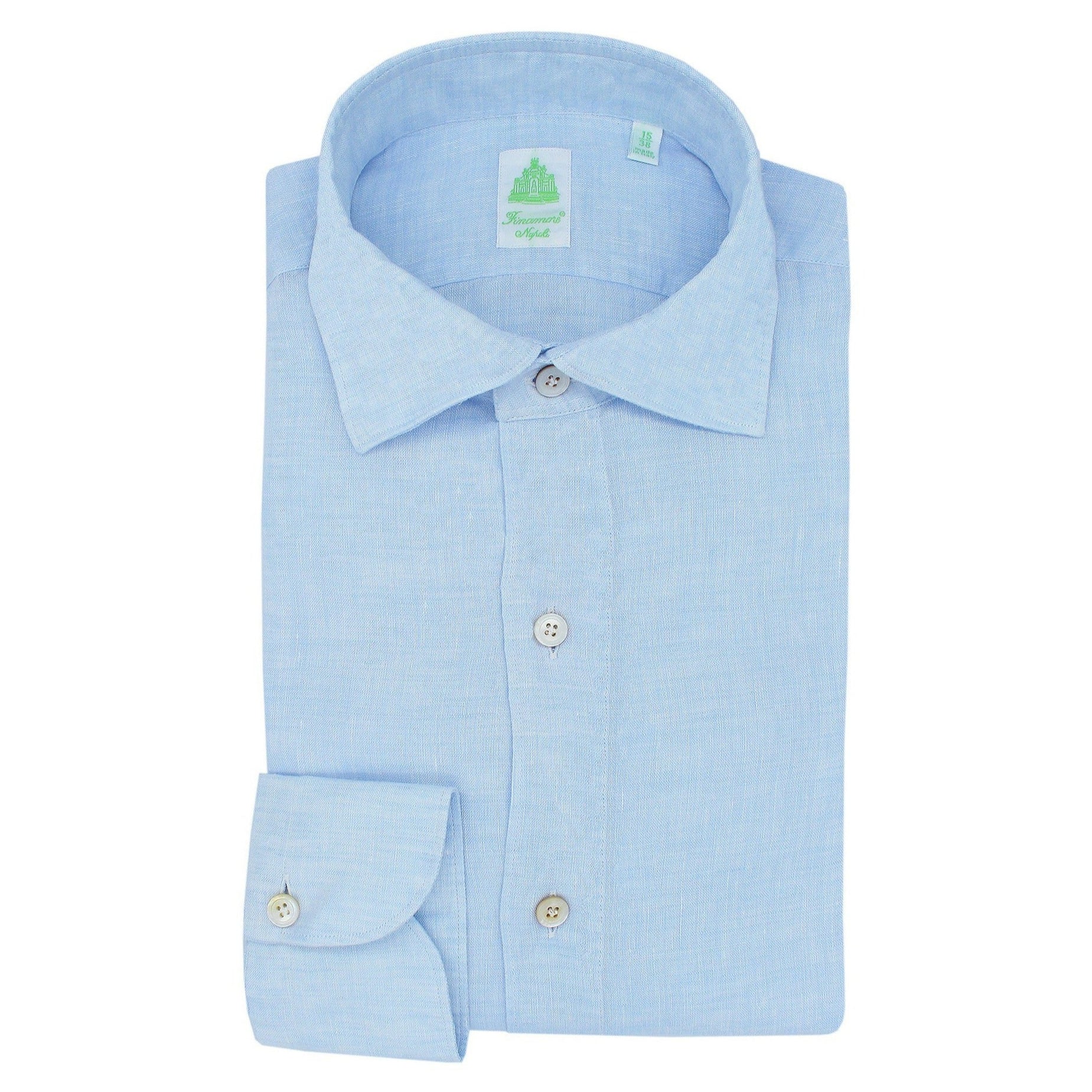 Slim fit linen sports shirt Finamore 1925 light blue