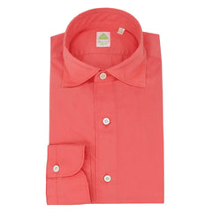 Tokio slim fit cotton garment dyed coral pink shirt