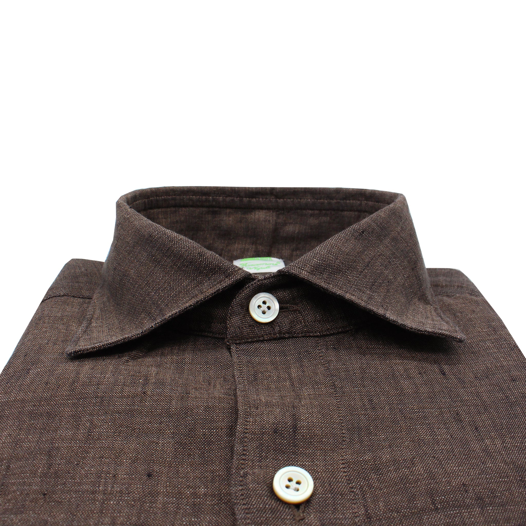 Camicia Tokyo slim fit in lino marrone
