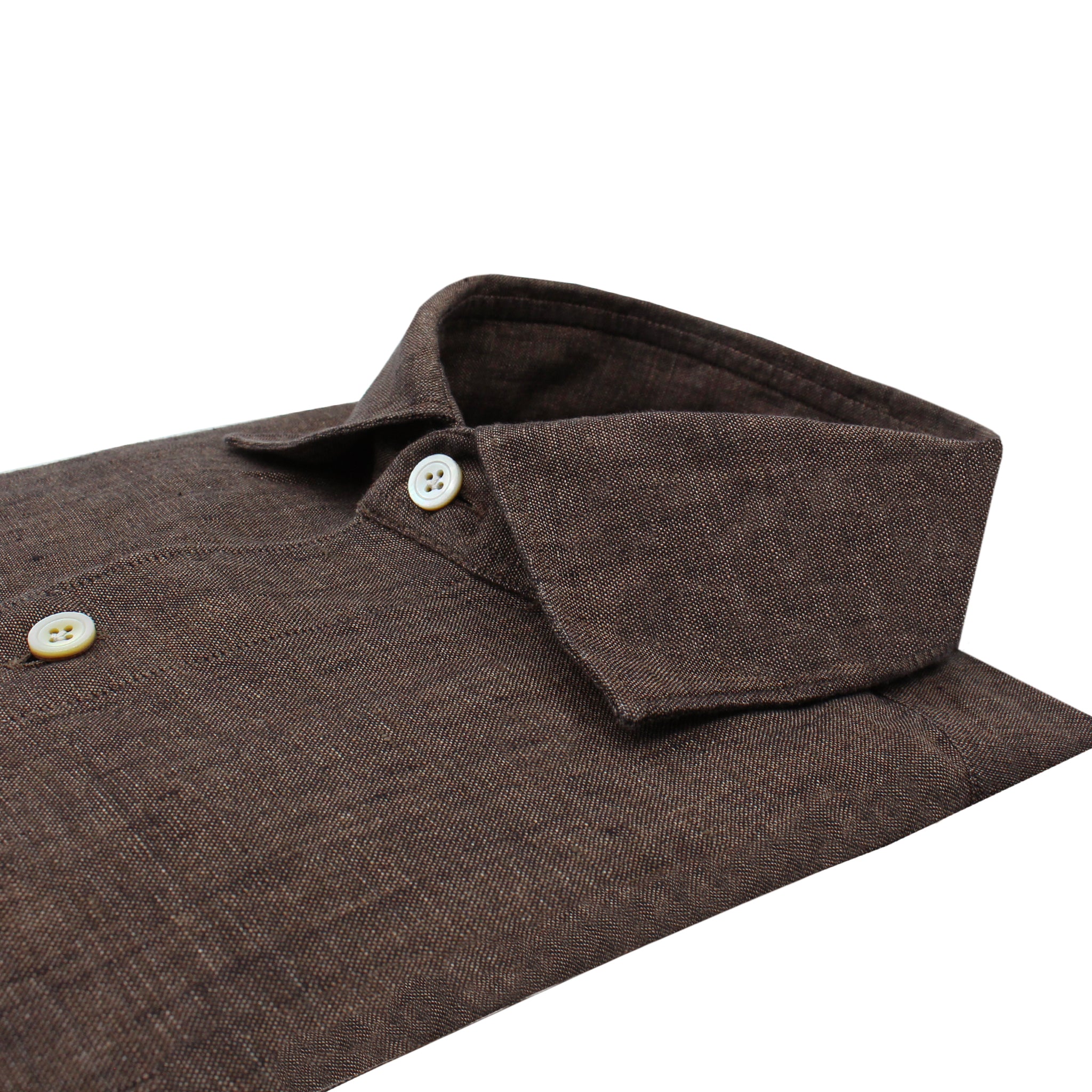 Camicia Tokyo slim fit in lino marrone