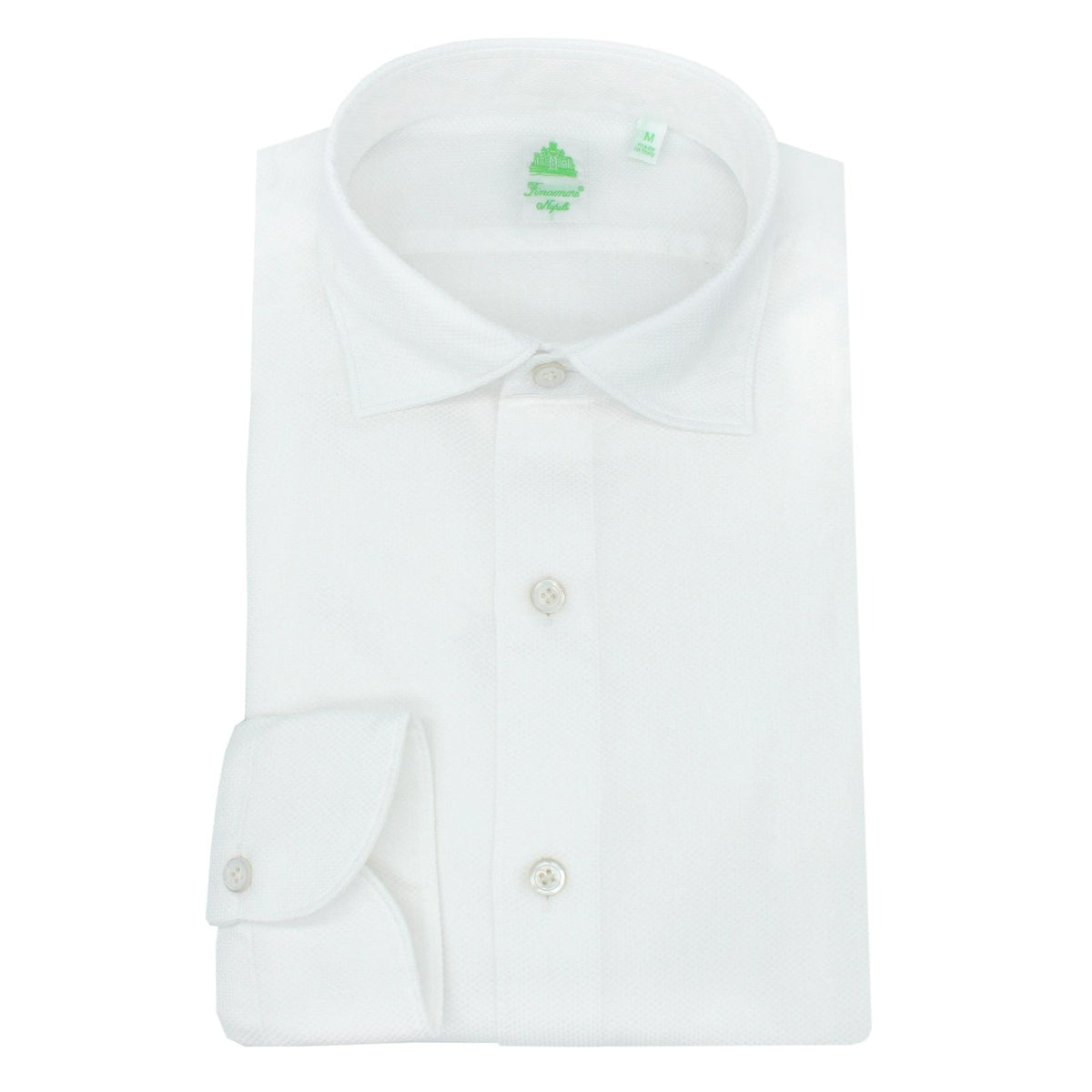 Tokyo slim fit sport shirt in white honeycomb cotton