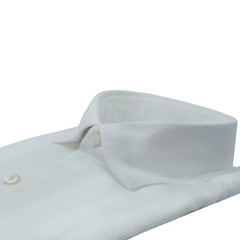 Tokyo slim fit sport shirt in white honeycomb cotton