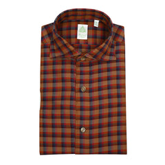 Slim fit Tokyo sport cotton twill shirt orange check