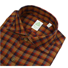 Slim fit Tokyo sport cotton twill shirt orange check