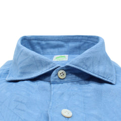 Camicia sportiva Tokyo slim fit in lino azzurro tinto in capo