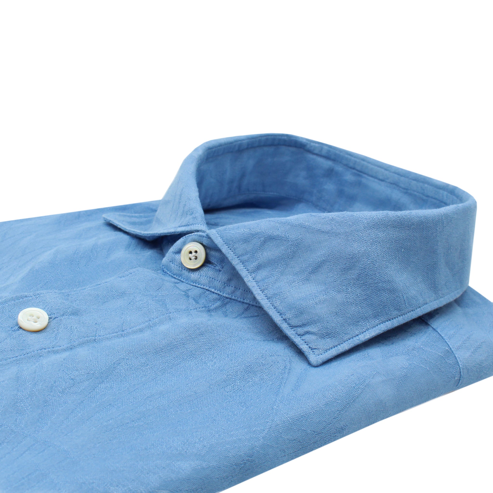 Camicia sportiva Tokyo slim fit in lino azzurro tinto in capo