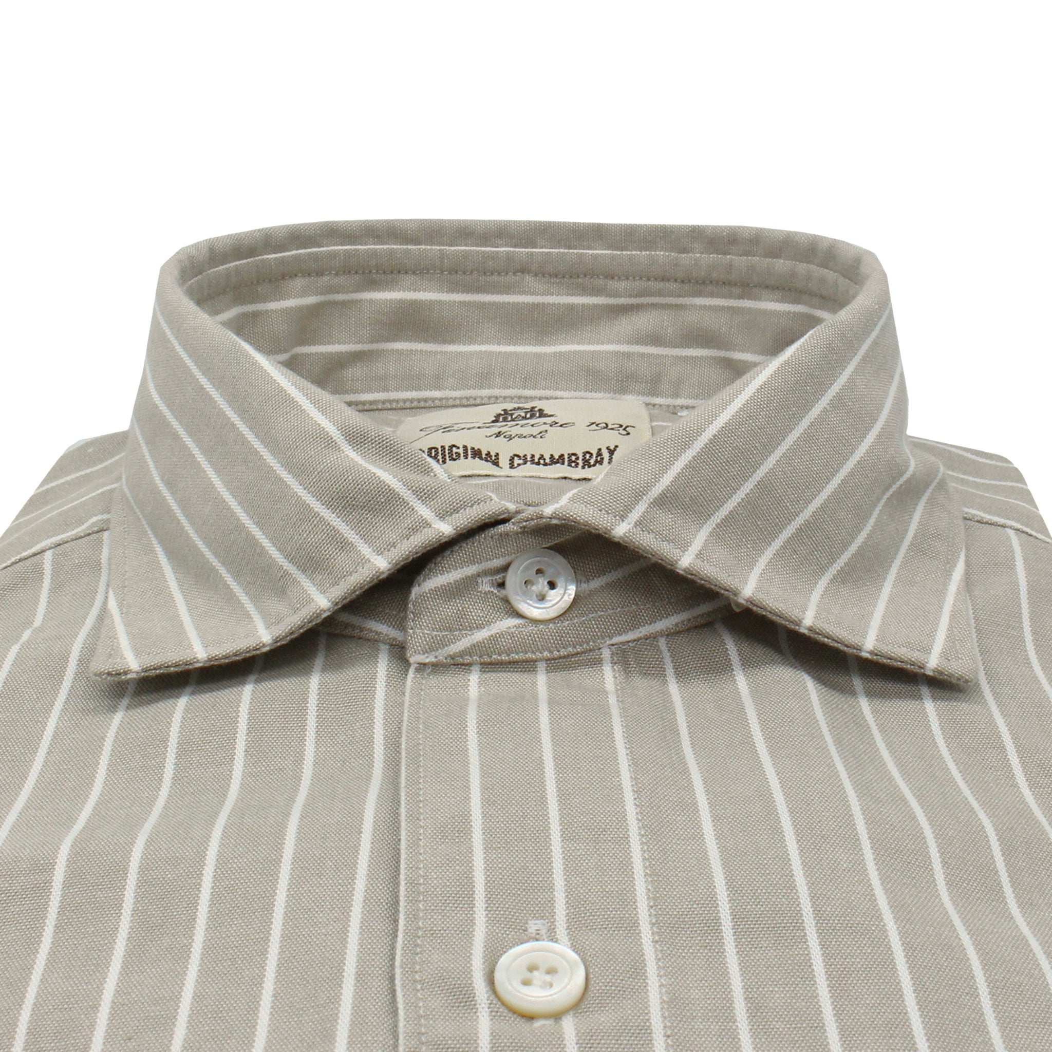 Camicia Tokyo sport in chambray fondo sabbia e righe bianche