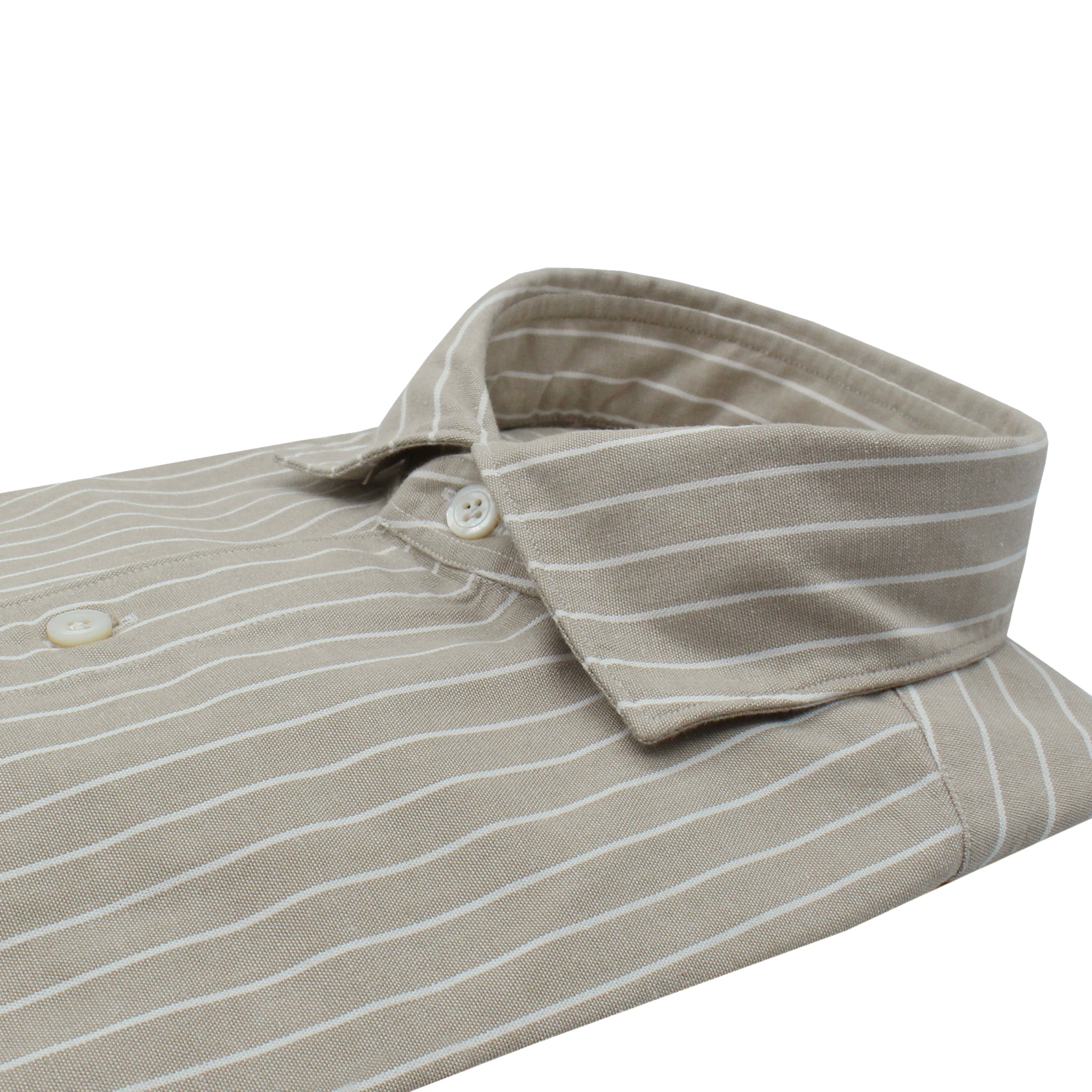 Camicia Tokyo sport in chambray fondo sabbia e righe bianche