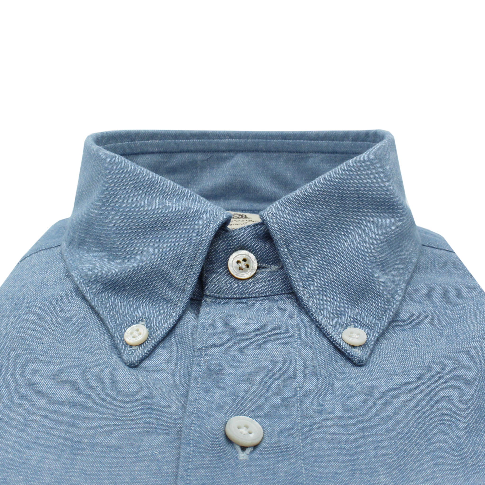Shirt slim fit Tokyo in Chambray blue cotton button down with pocket