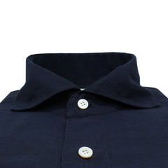 Tokyo linen cotton blue and white soft collar slim shirt