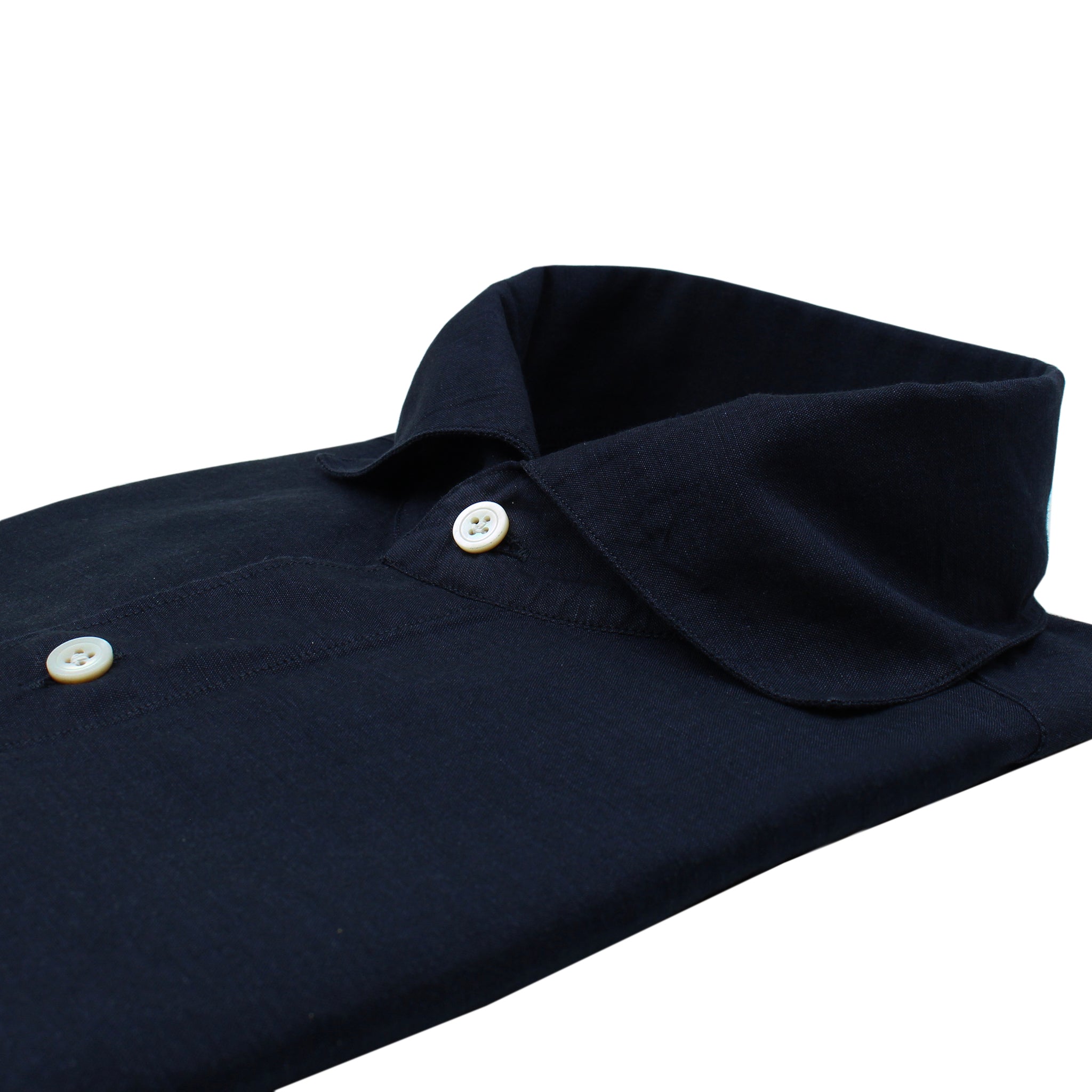 Tokyo linen cotton blue and white soft collar slim shirt
