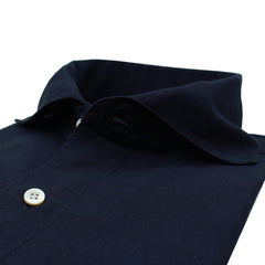 Tokyo linen cotton blue and white soft collar slim shirt