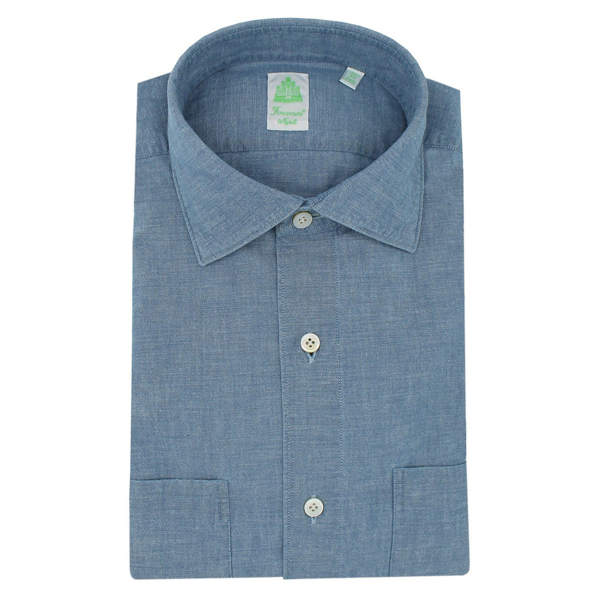 Denim chambray sports shirt two front pockets