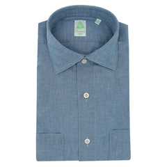 Denim chambray sports shirt two front pockets