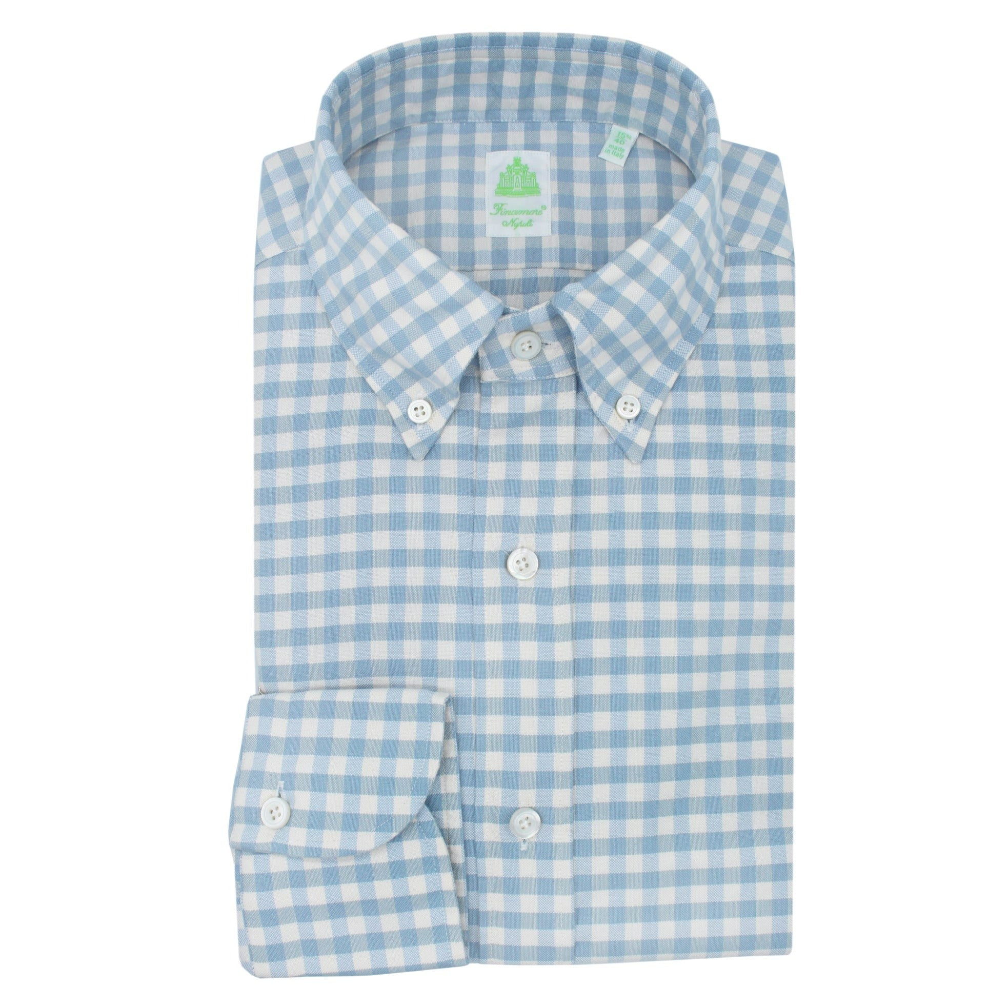 Toledo slim fit sport shirt in light blue checked cotton