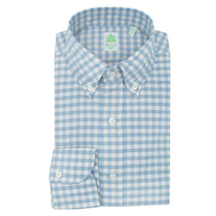 Toledo slim fit sport shirt in light blue checked cotton