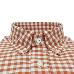 Toledo slim fit sport shirt in orange and light blue checked cotton