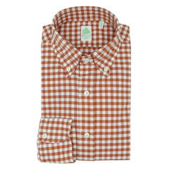 Toledo slim fit sport shirt in orange checked cotton
