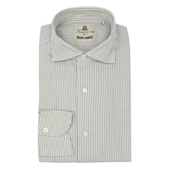 Sports shirt Tokyo in beige striped chambray