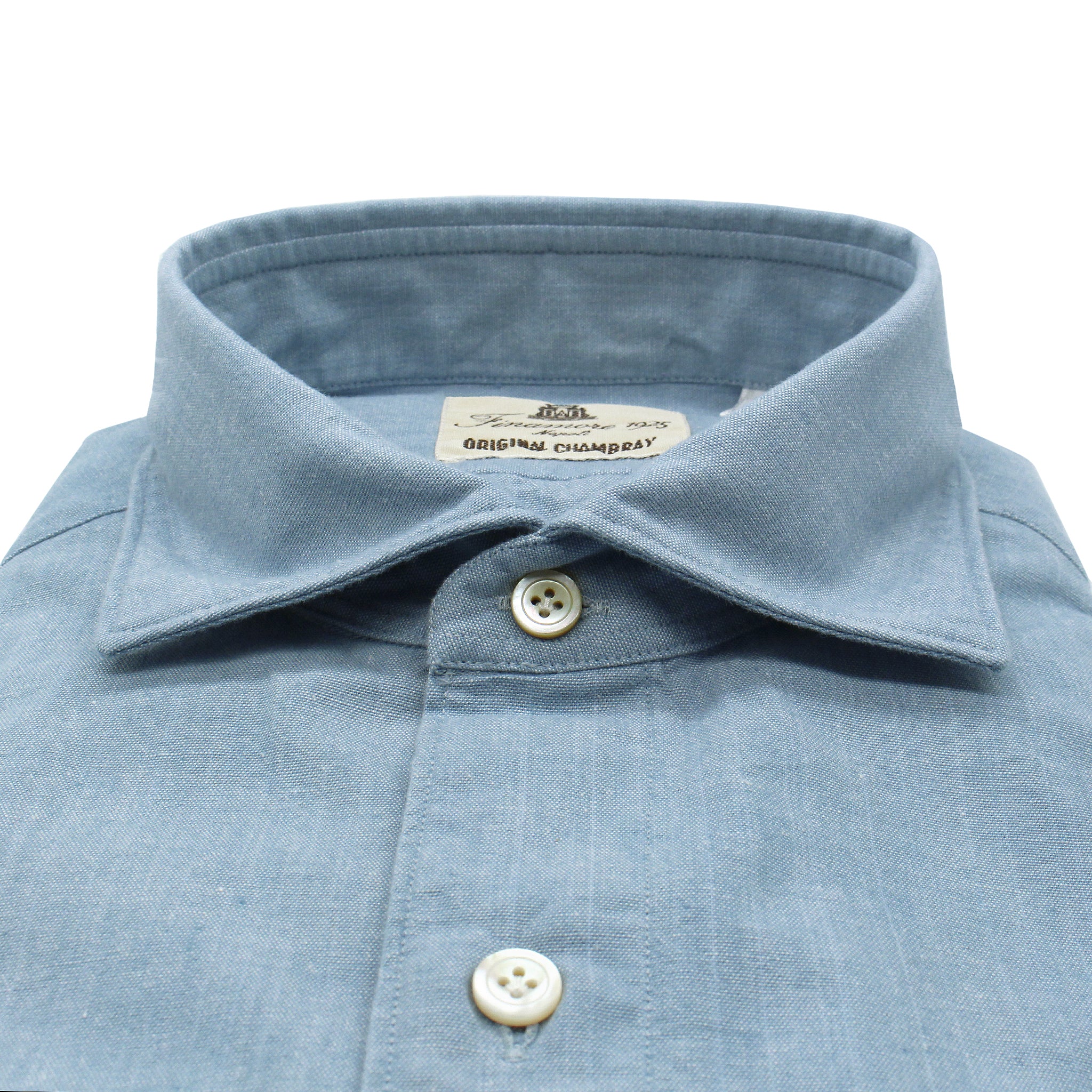 Camicia slim fit Tokyo in chambray azzurro