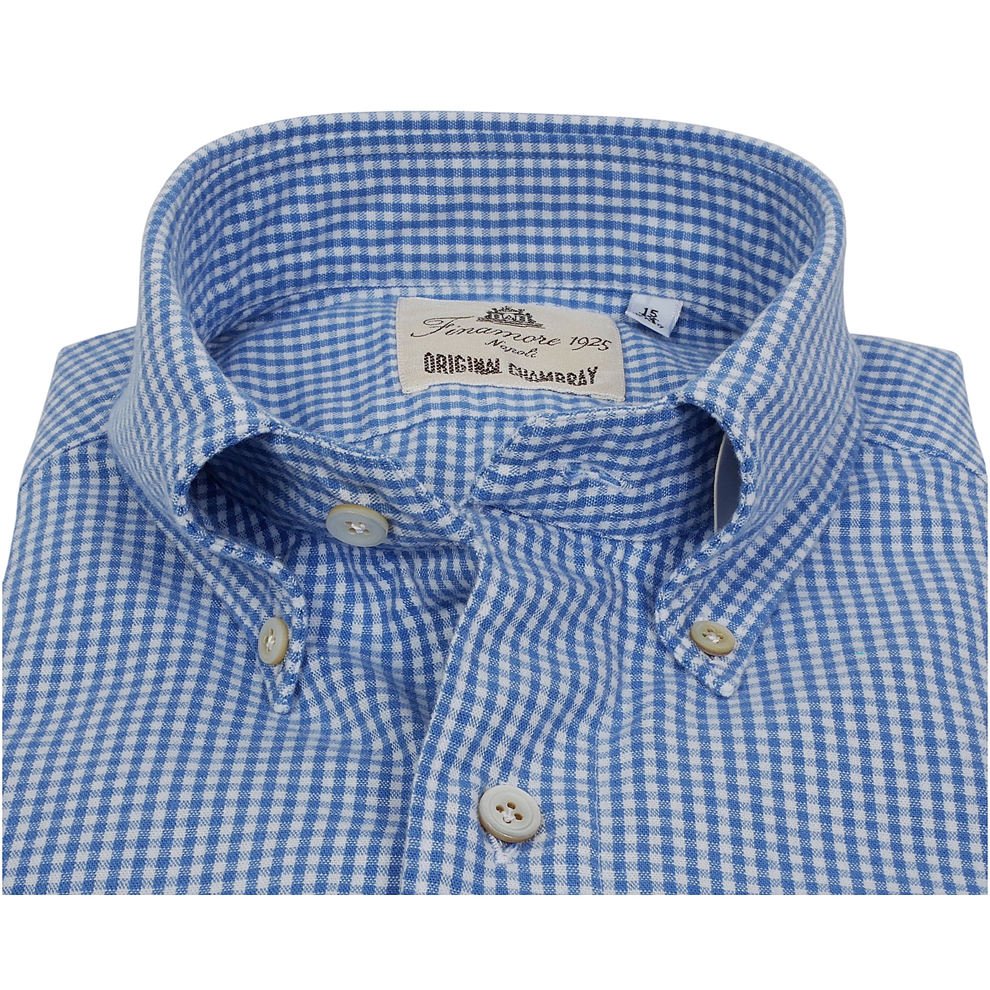 Camicia sportiva button down tokyo in vichy chambray blu o rosa