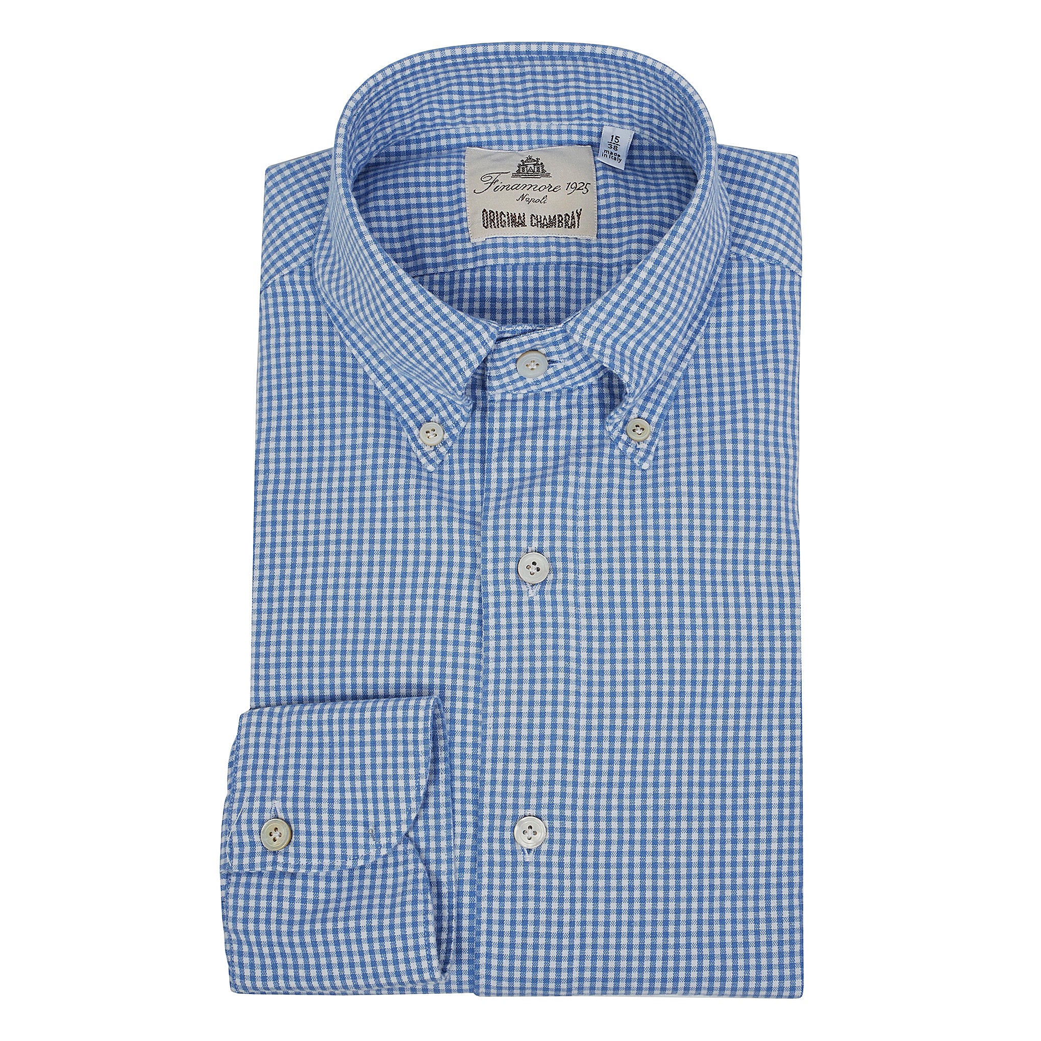 Camicia sportiva button down tokyo in vichy chambray blu o rosa