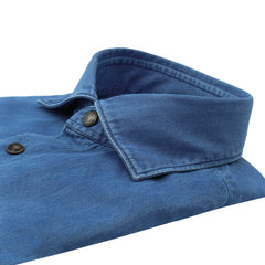 Camicia  tokyo denim chiaro con bottoni a pressione e tasche