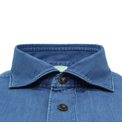 Camicia  tokyo denim chiaro con bottoni a pressione e tasche