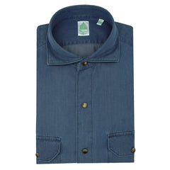Tokyo slim fit denim shirt with pockets and push buttons