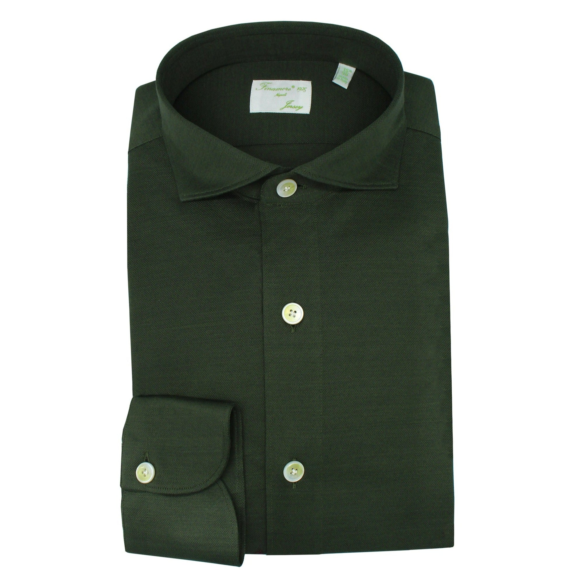 Toronto cotton jersey green slim fit shirt