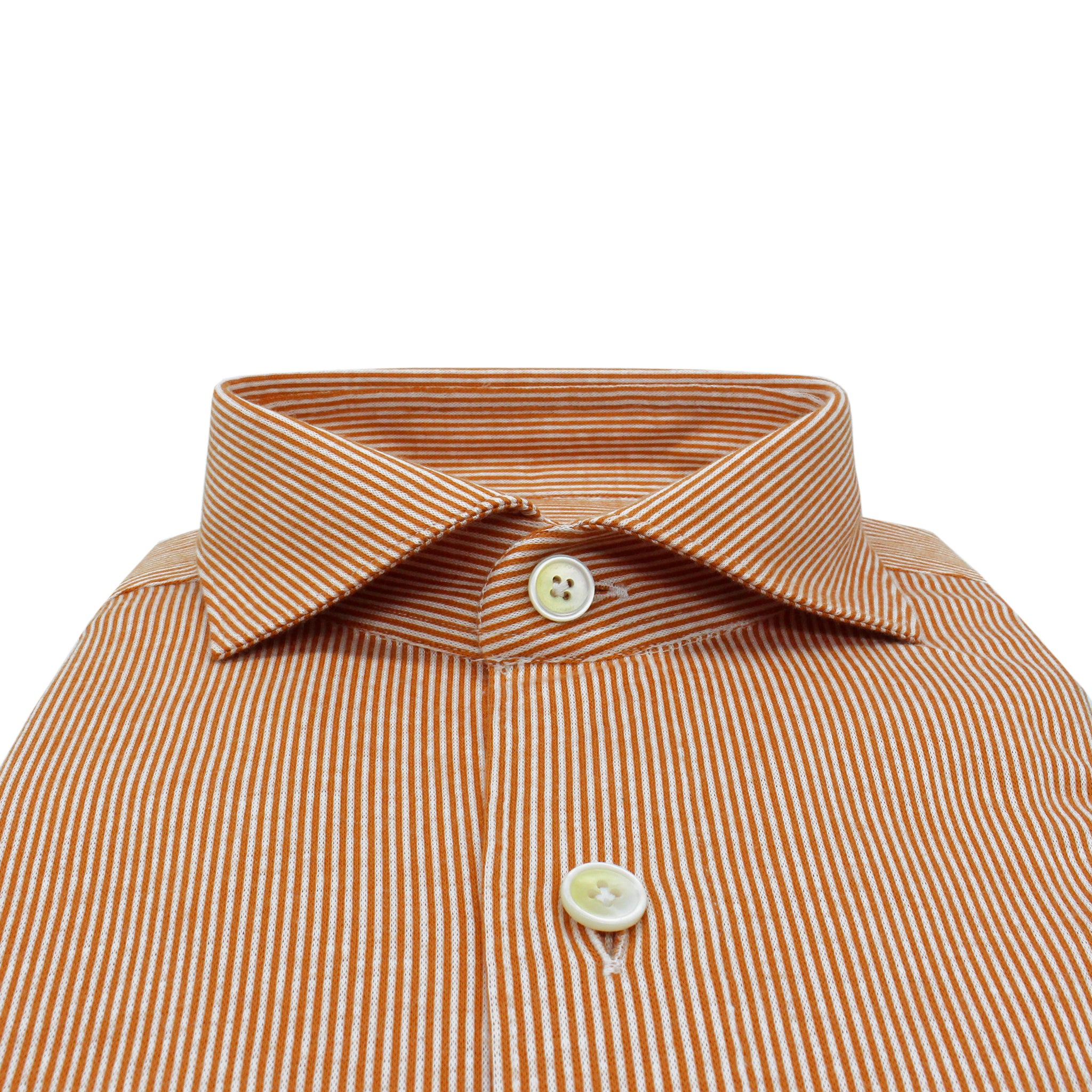Camicia Toronto slim fit in jersey a righe arancione o azzurra
