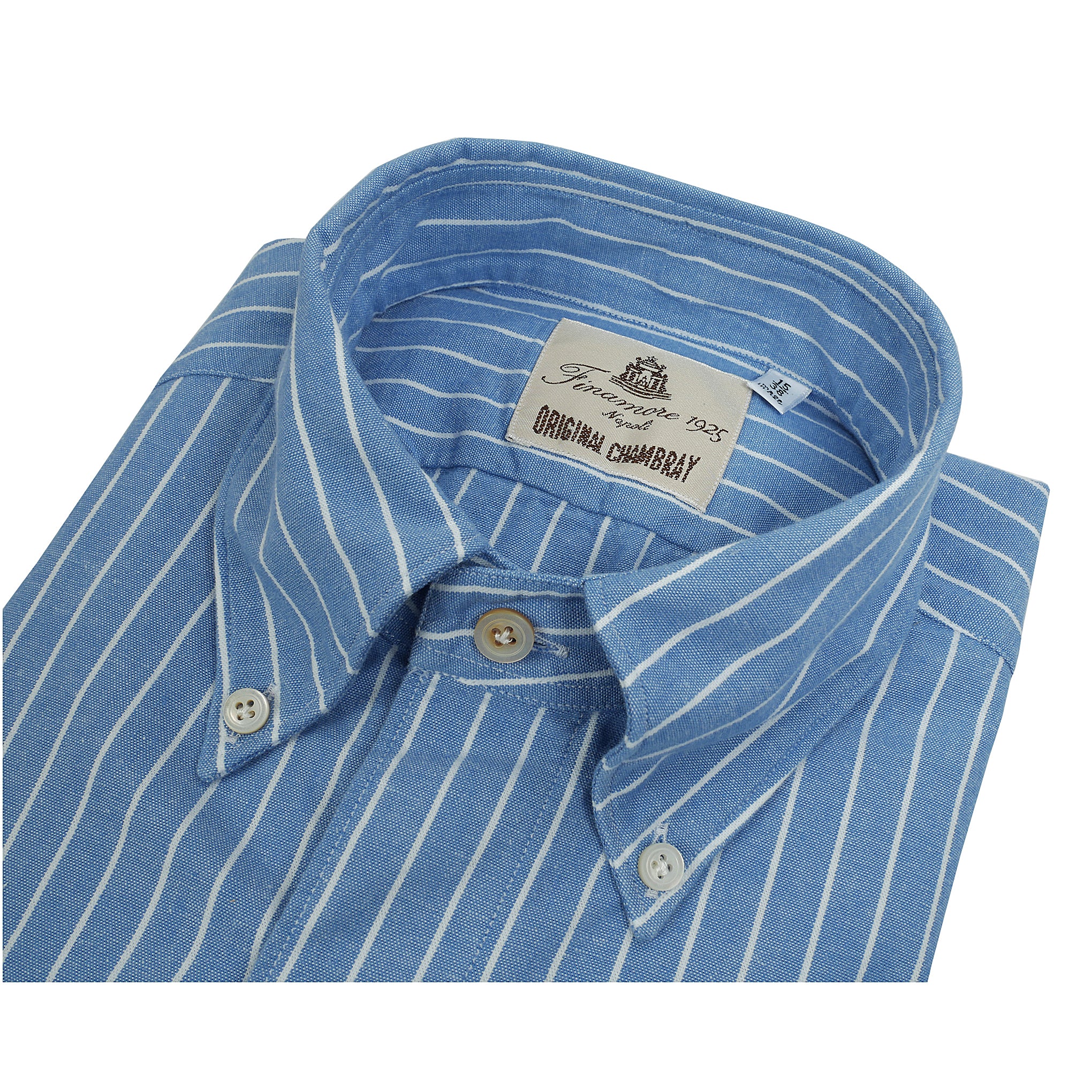 Camicia sportiva button down tokyo in chambray rigato blu, rosa o beige