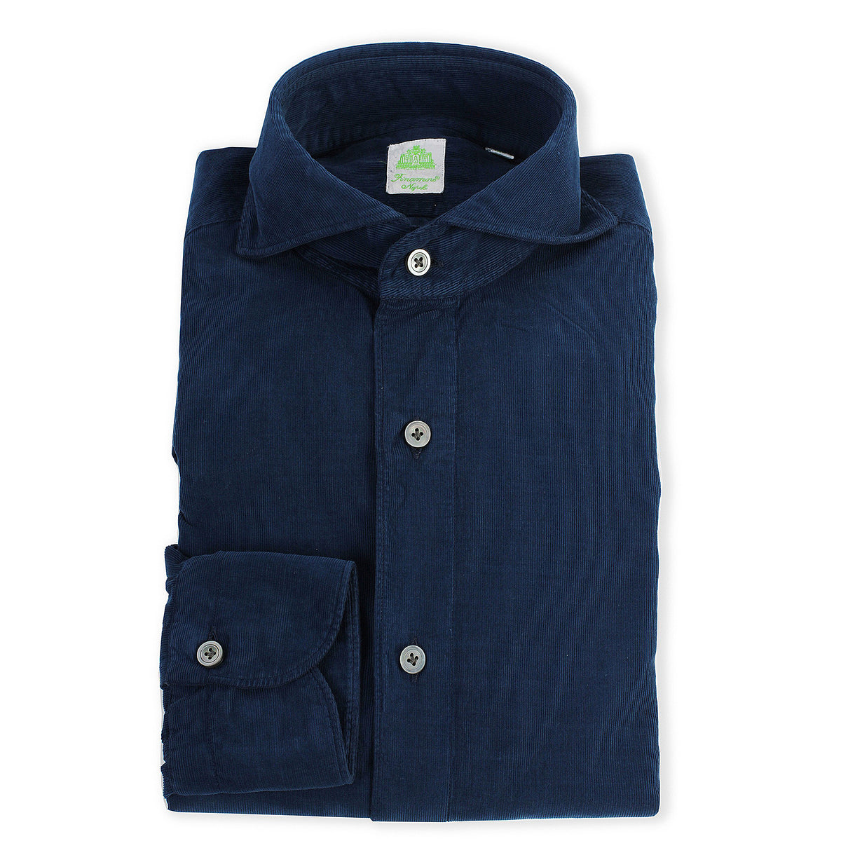 Shirt sport slim fit velvet cotton blue or grey garment dyed Tokyo Finamore 1925